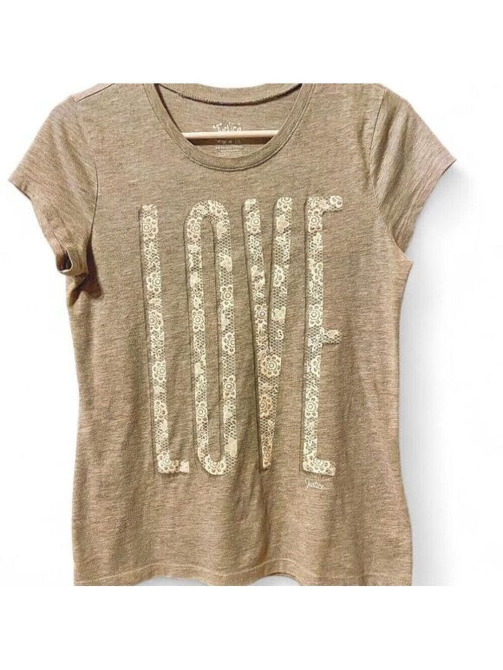 Justice Gray Love T-Shirt Size 16